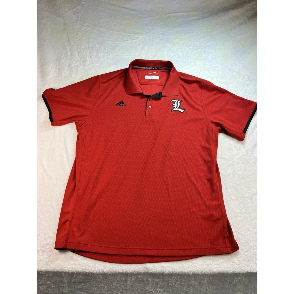 Louisville Cardinals Men's XL Adidas Red Climalite Sideline Polo‎ Shirt